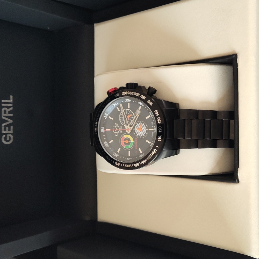 Gevril Black Chronograph Watch